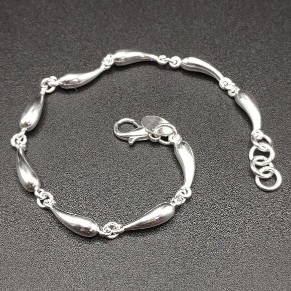 Independent | Jewelry | 925 Silver Bracelet Teardrop Lobed  925 Silver Bracelet Teardrop Lobed Chain Fashion BOHO Jewelry Birthday Gift NEW